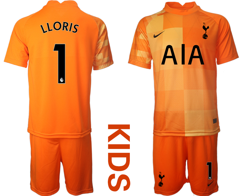 Youth 2021-2022 Club Tottenham Orange red goalkeeper #1 Nike Soccer Jersey->youth soccer jersey->Youth Jersey